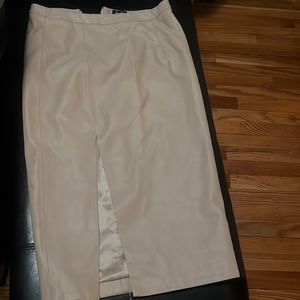 Bardot faux leather mid length skirt with front split